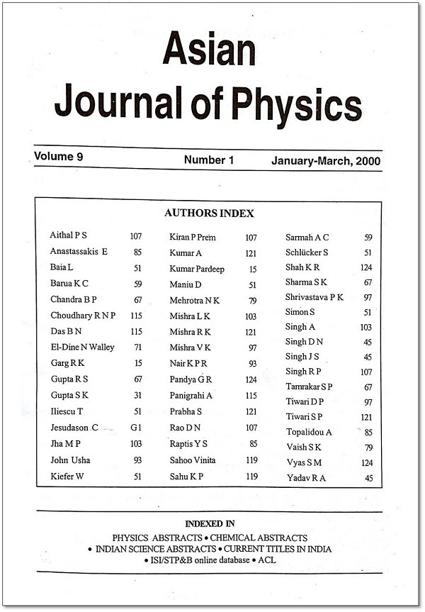 asian journal of research and reviews in physics impact factor